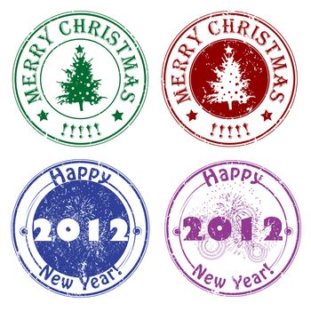 Christmas and New Year's Eve stamps, winter greetings