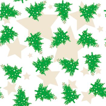 christmas tree pattern with stars over white