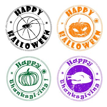 Halloween and Thanksgiving stamps, autumn greetings