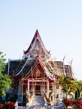 Buddhist monastry under renovation on Mae Salong hill, Chiang rai, Thailand