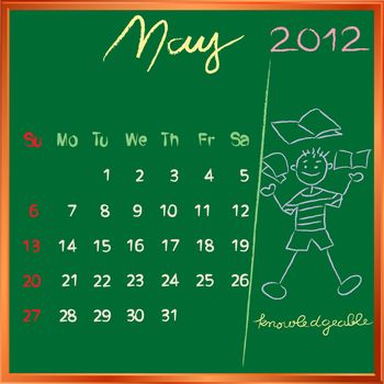 2012 calendar on a blackboard, may design with the knowledgeable happy student profile for international schools