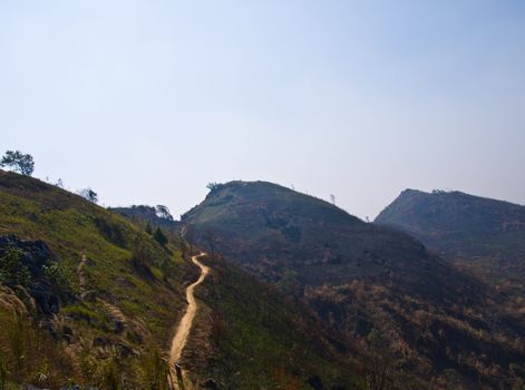 Walking path view from Phatang hill, Chiang rai, Thailand