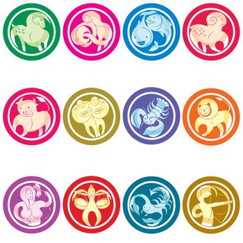 Zodiac icons set, isolated object against white background