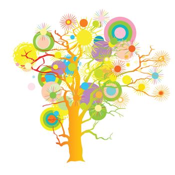 abstract coloured tree isolated on white
