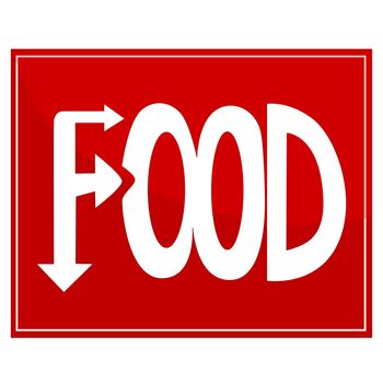 Stylized pointy road sign for food