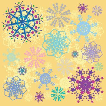abstract vanilla background with coloured snowflakes