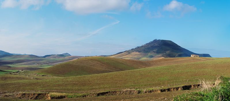 Rural landscape in Sicily, Italy, in the morning