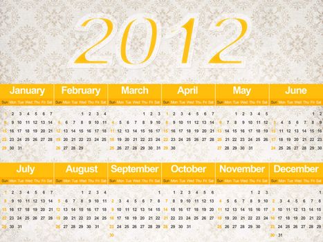 Beautiful calendar of the year two thousand and twelve