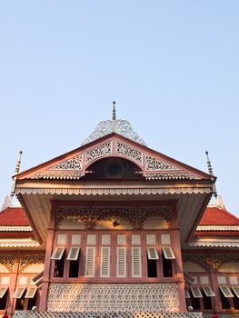 Pink contemporary northern Thai wooden House, Bann Wongburi, in Phare, Thailand