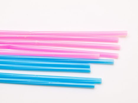 Light blue straws isolated on white back ground