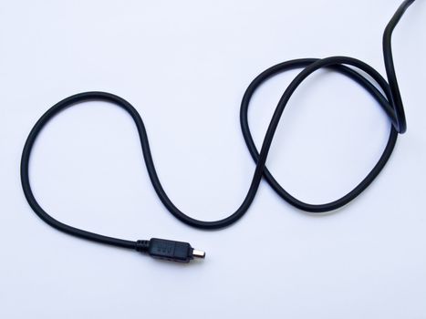 Black usb cable isolated on white background