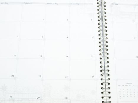 A calendar page in organizer as background
