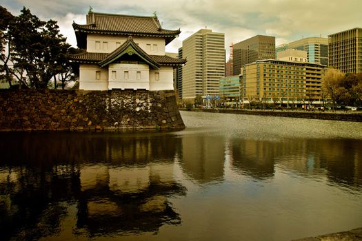 Imperial Palace in Tokyo with the city in the background