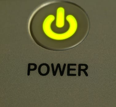 Green light power button as background