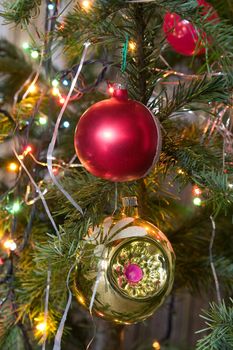 Christmas-tree decorations on a christmas fur-tree