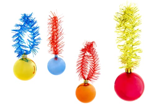 Christmas-tree decorations on a white background