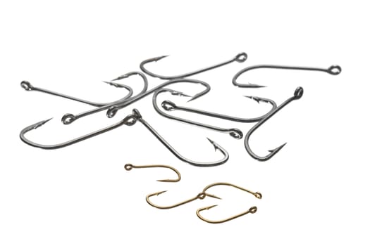 Fishing hooks, it is isolated on a white background