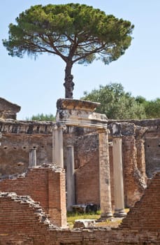 Roman columns in Villa Adriana, Tivoli, Italy