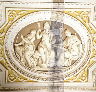 Vatican Museums, Rome, Italy: example of painting restoration technique