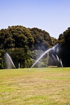 Reggia di Caserta (Caserta Royal Palace), Italy. Luxury royal garden: irrigation operations