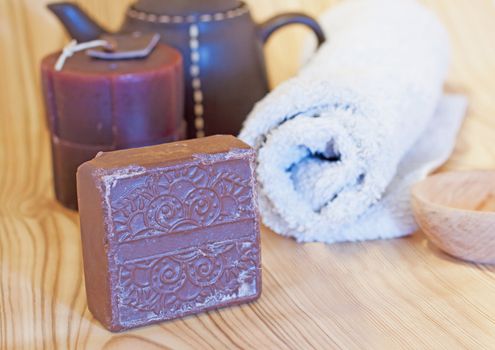 Soap, towel and other accessories for hammam