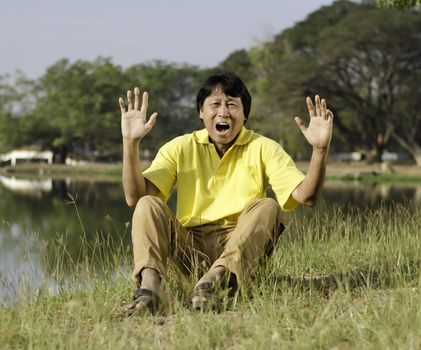 Portrait of a happy man in park