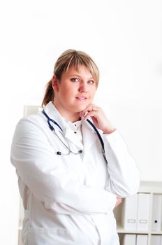 portrait of a woman doctor with stethoscope