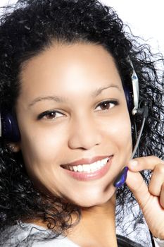 Happy African American woman Call Center Agent