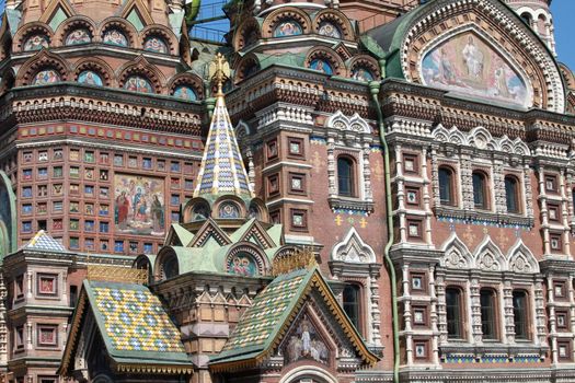 tile on the facade Church of the Resurrection of Christ, St. Petersburg, Russia