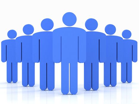 blue group of people standing on a white background