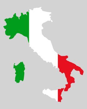 Map and flag of Italy