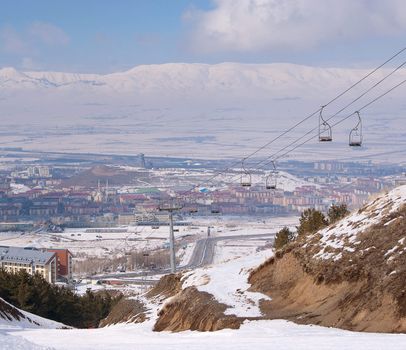 View on Erzurum from Palandoken skiroute . Turkey.