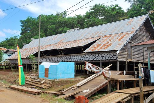 onghouse was the home of traditional Dayak tribe Kalimantan Indonesia