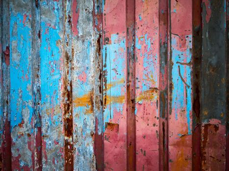 Texture of old grunge color paint on metal wall