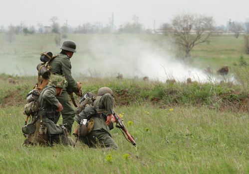 German soldiers of WW2 at the combat