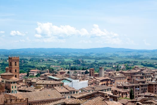 The view of Siena in summer day
