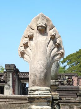 King of Nagas next ladder in Phimai historical park, Thailand
