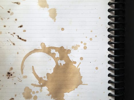 Coffee stains on blank white note book