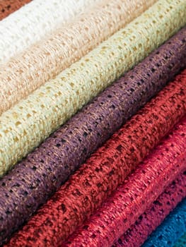 Many examples of colored cotton lining layer
