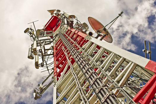 A communications tower for tv and mobile phone signals
