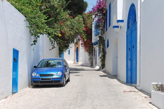 Beautiful street of Sidi Bou Said, Tunisia