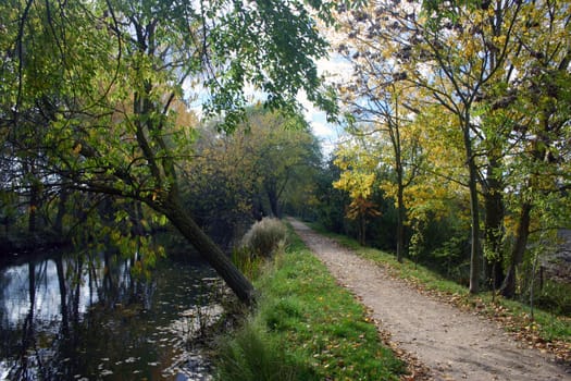 Footh path alongside the canal de Castilla, Palencia, Spain