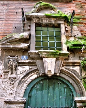 detail of old town house in toulouse, france