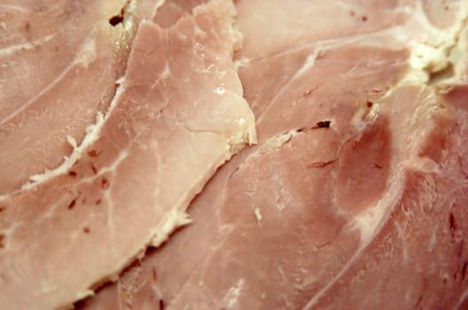 close up of sliced ham