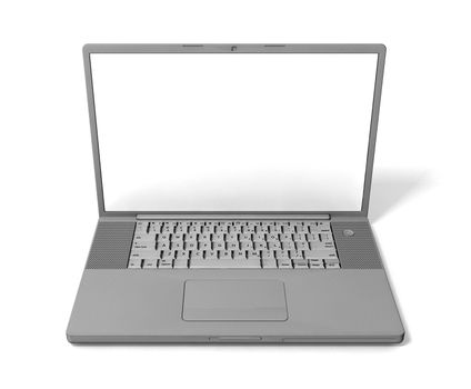3D render of a laptop isolated on a white background
