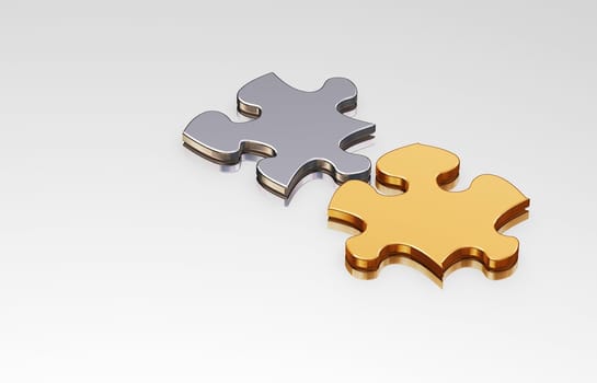 3D render of connecting puzzle pieces