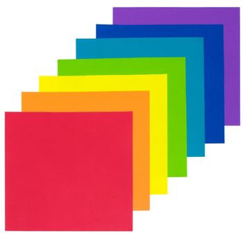 Multicolor paper squares on a white background