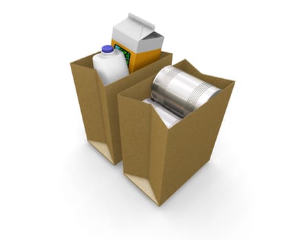 3D render of bags of groceries