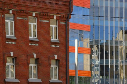 Three different buildings in a raw