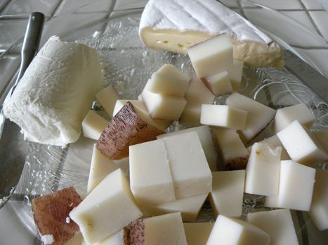 A plate of cheese for appetizers